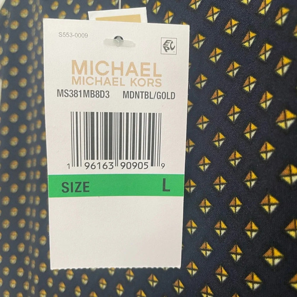 NWT Michael Michael Kors Navy Blue Printed Side Tie wide leg Jumpsuit - Picture 11 of 11